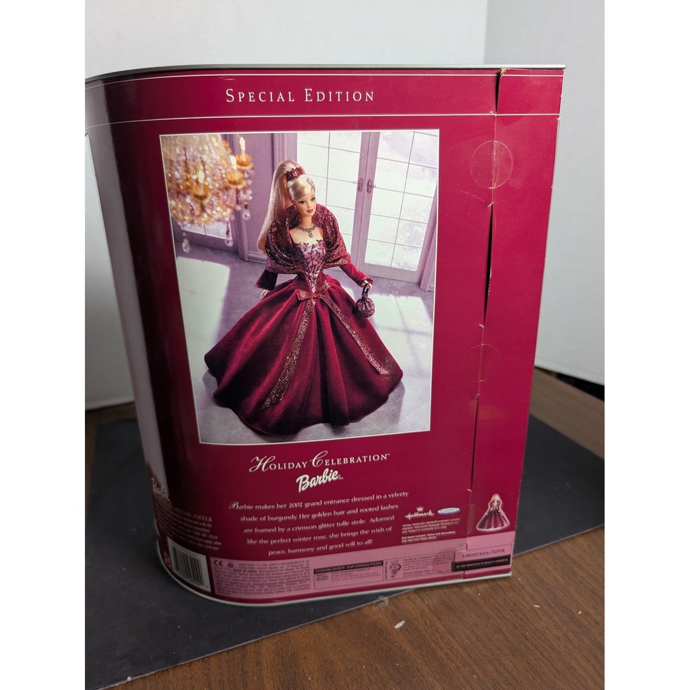 Mattel Barbie Holiday Celebration 2002 Special Edition Fashion Doll Red Dress - Picture 3 of 8